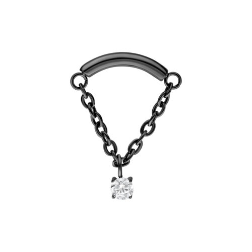Attacco Helix nero con cristallo chiaro e catene