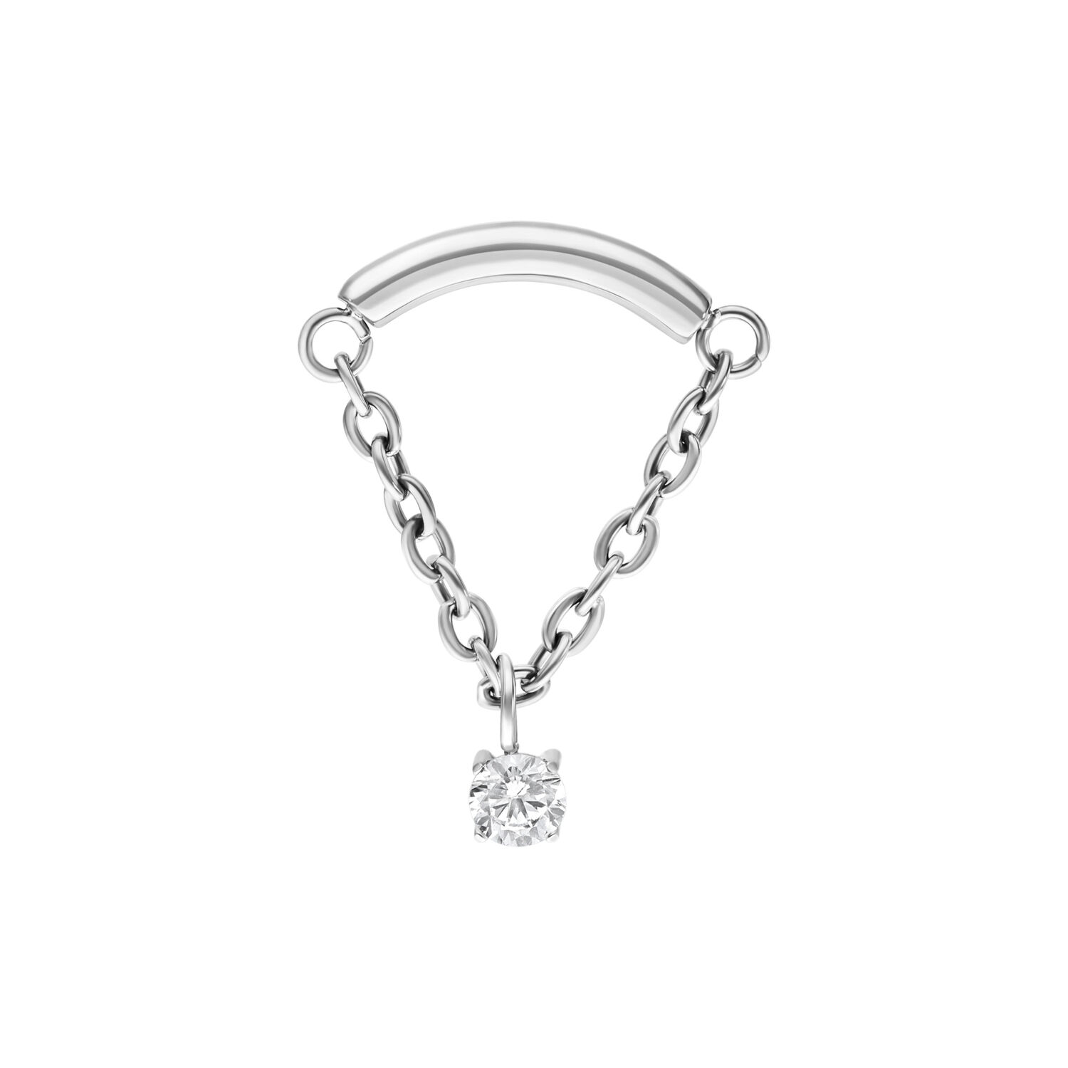 Attacco Helix in argento con design a catena e pendente di cristallo