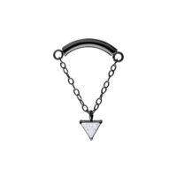 Triangolo nero Helix con cristallo su catena su sfondo bianco