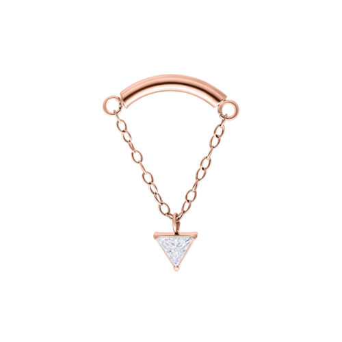 Attacco Helix in oro rosa con catena e pendente a cristallo triangolare