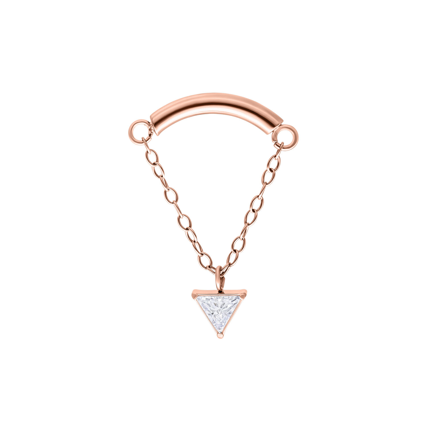 Attacco Helix in oro rosa con catena e pendente a cristallo triangolare