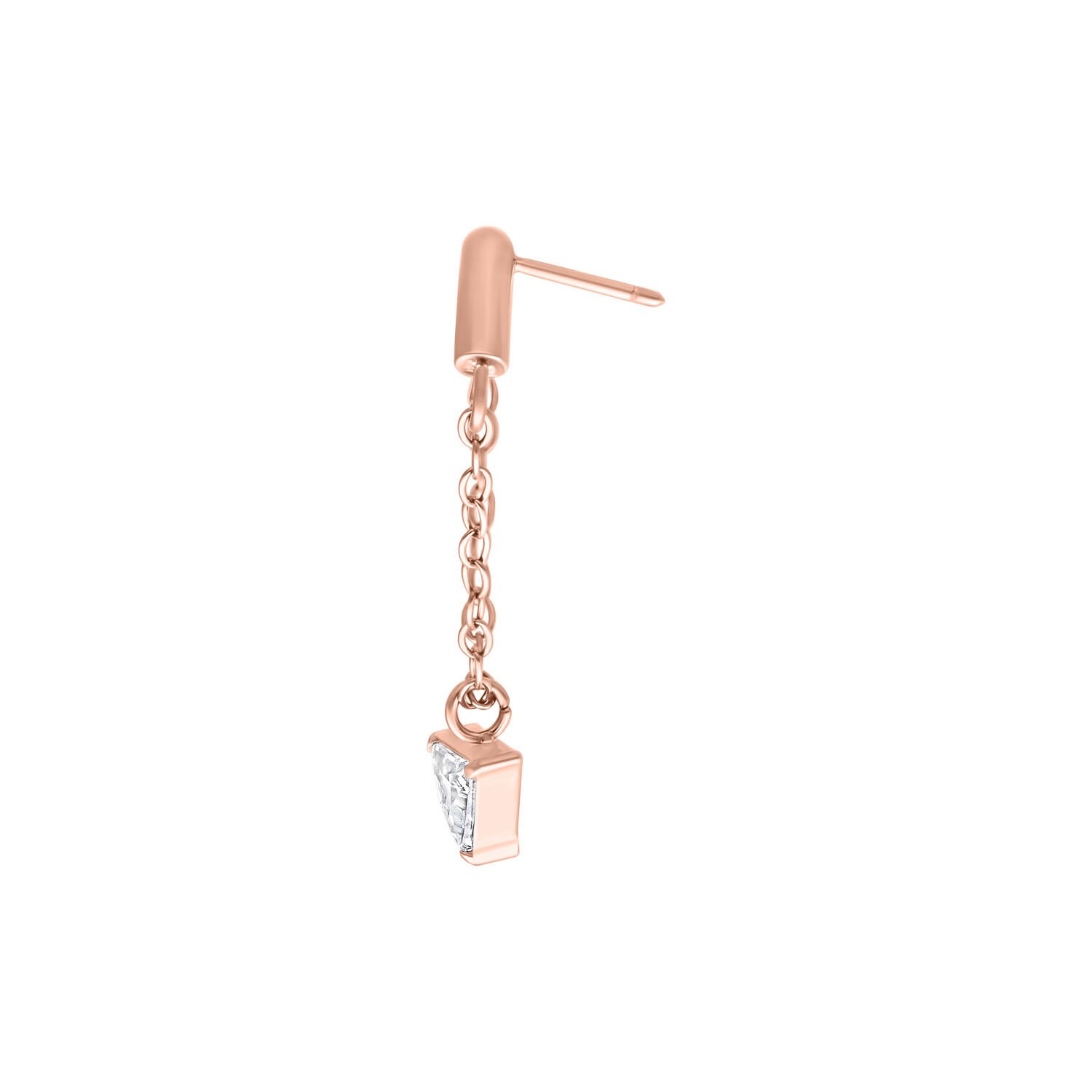 Roségoldener Helix Aufsatz mit Kristallanhänger auf weißem Hintergrund