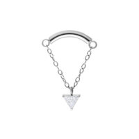 Aggiunta Helix argento con pendente a cristallo triangolare e catena su sfondo bianco