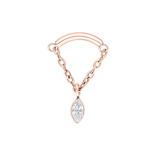 Attacco Helix in oro rosa con pendente cristallino e catena