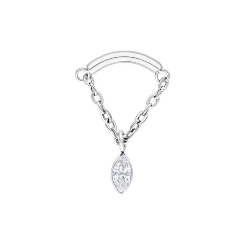 Inserto Helix argento con design triangolare cristallino su sfondo bianco