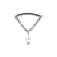 Accessorio Helix Push Fit argento con catena e perla su sfondo bianco