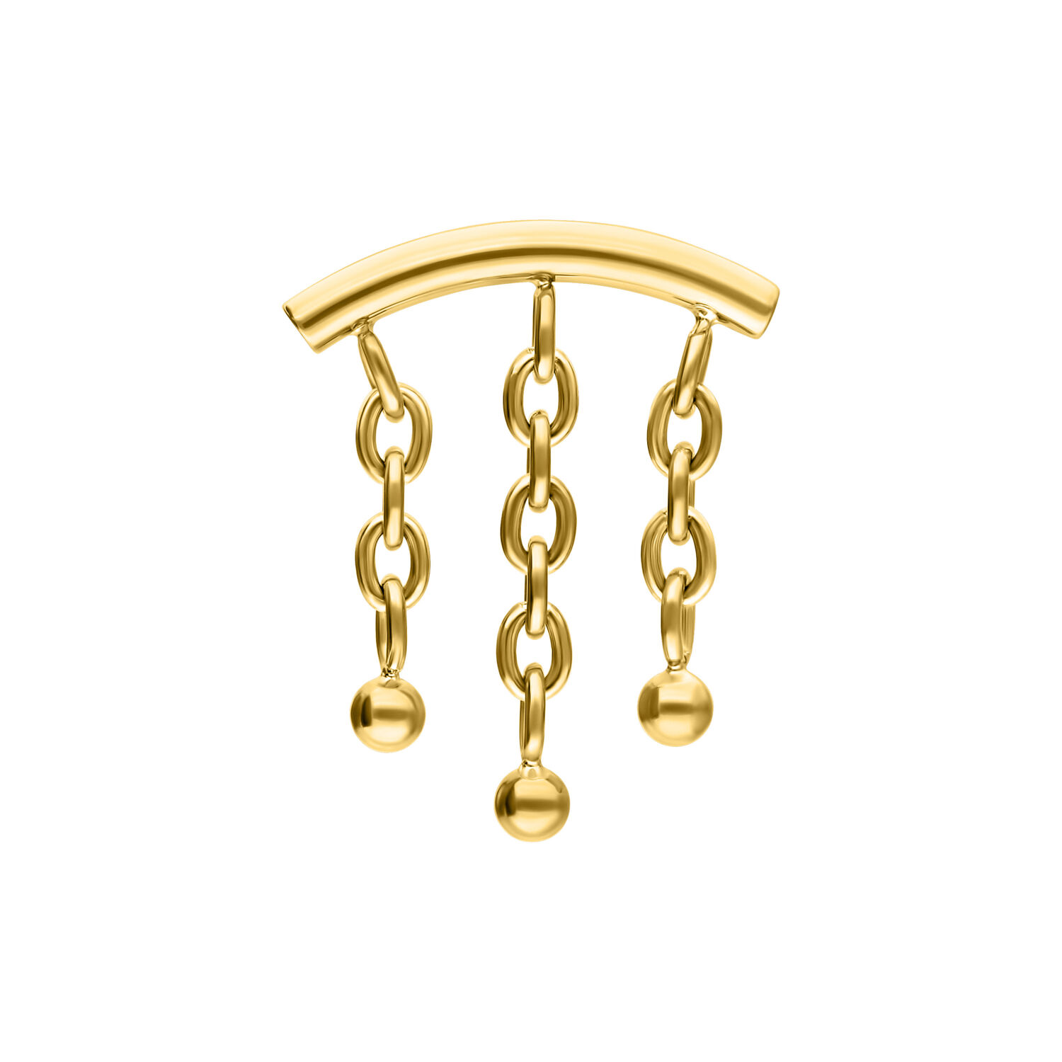Adattatore Helix dorato Push Fit con 3 catene pendenti su sfondo bianco