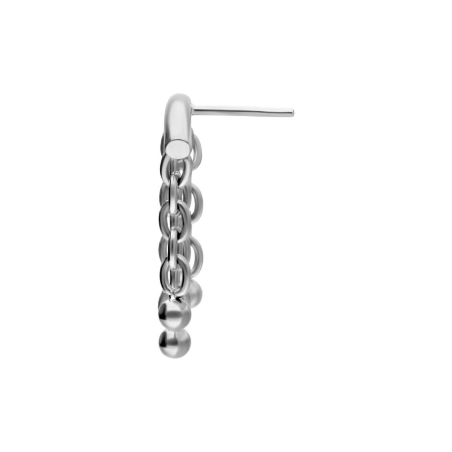 Collana in titanio argento con design a bolle per Push Fit su sfondo bianco