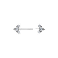 Barbell Sonya in argento titanio, lunghezza 12 mm, con cristalli chiari su sfondo bianco
