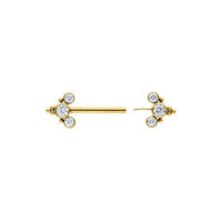 Barbell Sonya dorato con cristalli chiari, lunghezza 16mm, su sfondo bianco