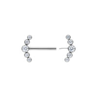 Barbell Penta Crystal in argento con cristalli chiari, lunghezza 14mm
