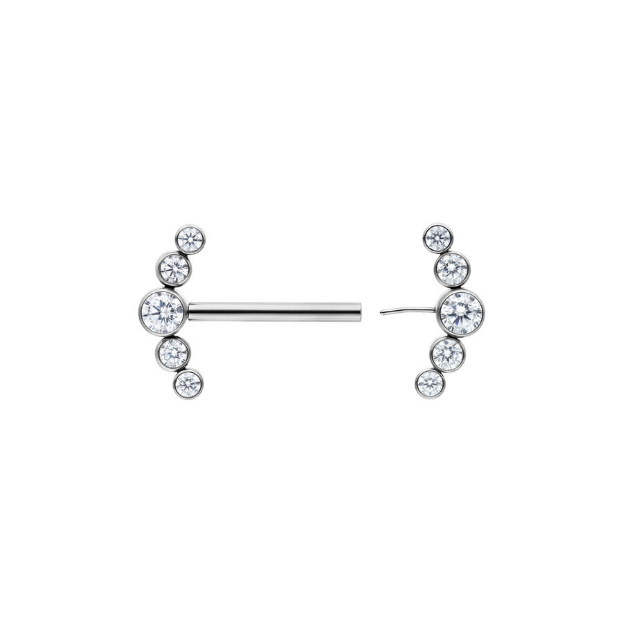 Barbell Penta Crystal in argento con cristalli chiari, lunghezza 14mm