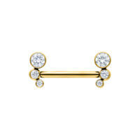 Barbell dorato Amalia con cristalli chiari su sfondo bianco