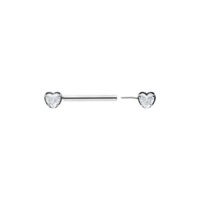 Cuore barbell in titanio color argento con lunghezza di 12mm su sfondo bianco