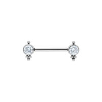 Luana Barbell argentata con cristalli chiari su sfondo bianco