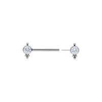 Barbell in argento di titanio con pietre cristalline, lunghezza 12 mm