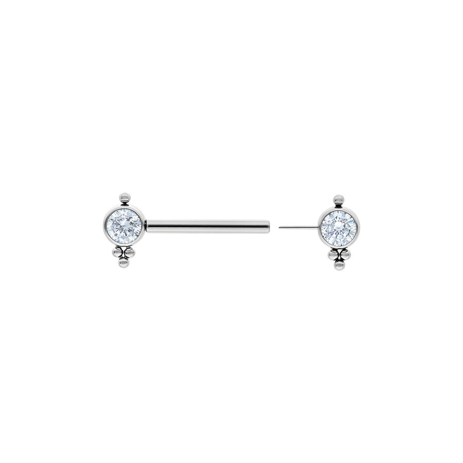 Barbell in argento di titanio con pietre cristalline, lunghezza 12 mm