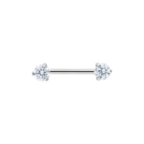 Candy Barbell argentato con cristalli trasparenti su sfondo bianco