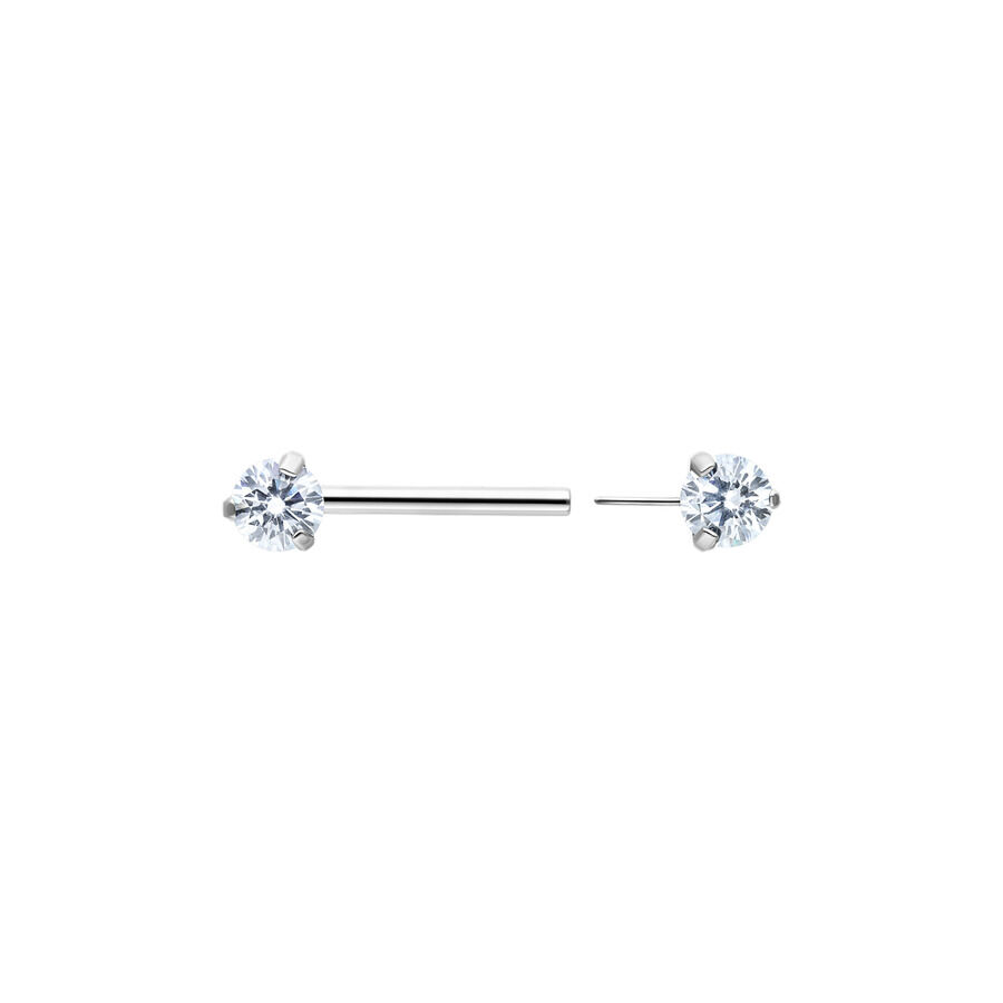 Candy Barbell argento, titanio, lunghezza 12 mm, cristallo chiaro