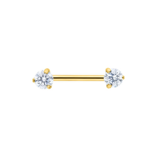 Candy Barbell dorato 12,0 mm con cristalli chiari su sfondo bianco