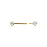 Barbell Muse dorato con cristallo chiaro, lunghezza 12mm su sfondo bianco