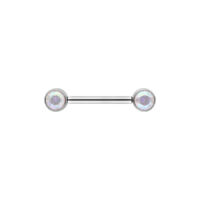 Muse Barbell argento con cristalli Aurora Boreale su sfondo bianco