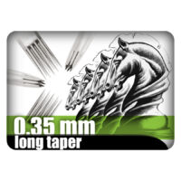 Kwadron Round Liner Long Taper 0.35 mm Aghi per tatuaggi Kwadron Round Liner 0.35 mm, design con quattro cavalli degli scacchi