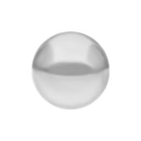 Sfera filettata in titanio argentata su sfondo bianco