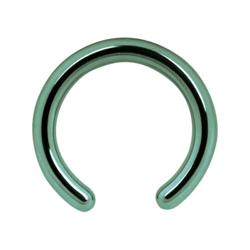 Clip in anello anodizzato verde scuro senza sfera su sfondo bianco