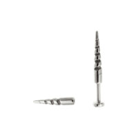 Accessorio argento per filettatura esterna a forma di corno di unicorno, lunghezza 16 mm, su sfondo bianco