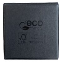 Scatola portagioie nera in cartone con logo Wildcat e stampa eco-friendly