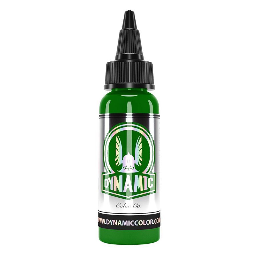Bottiglia di inchiostro per tatuaggi verde 30ml su sfondo bianco