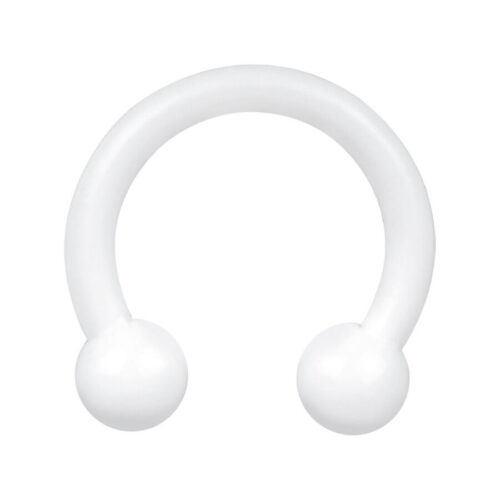 Barbell Circolare Bianco in Bioplast con sfere da 3 mm su sfondo bianco