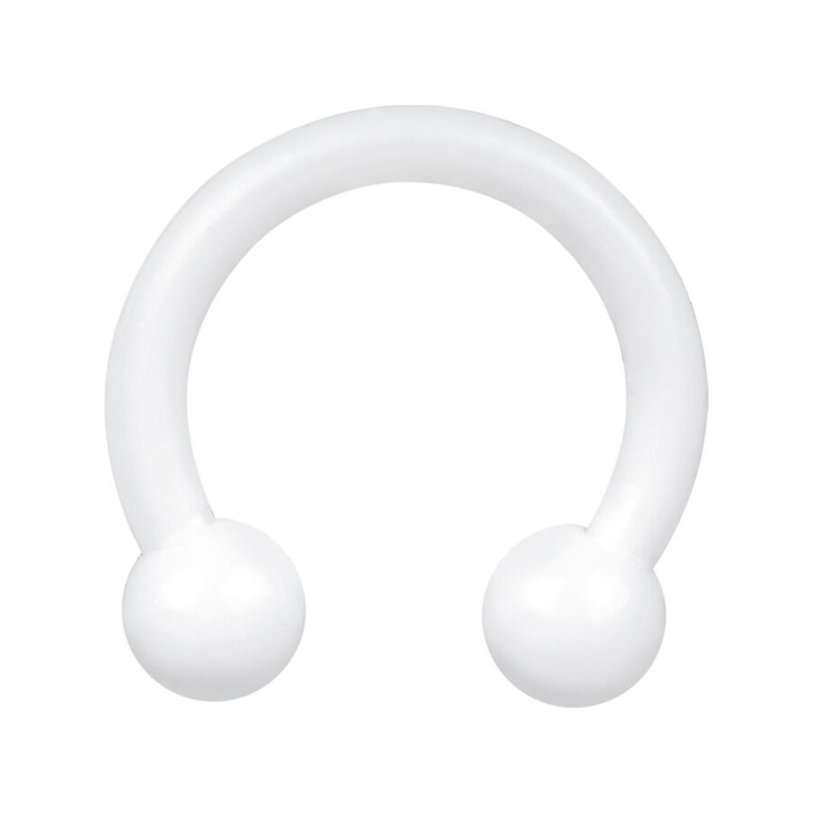 Barbell Circolare Bianco in Bioplast con sfere da 3 mm su sfondo bianco
