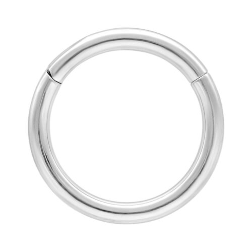Hinged Ring in oro bianco con spessore di 1,2 mm e diametro interno di 14,0 mm su sfondo bianco