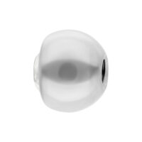 Sfera in titanio bianco con pietra cristallina, spessore 1,2 mm, dimensione 3,0 mm, su sfondo bianco