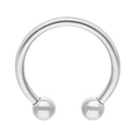 Barbell circolare in titanio argento con filettatura esterna su sfondo bianco