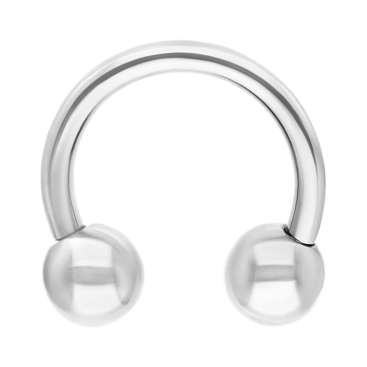 Barbell circolare argentato in titanio su sfondo bianco