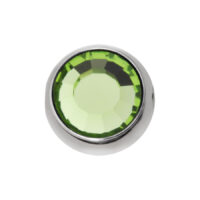 Sfera di bloccaggio verde chiaro 5mm in titanio Sfera di bloccaggio in titanio argentato con cristallo verde chiaro, 5mm
