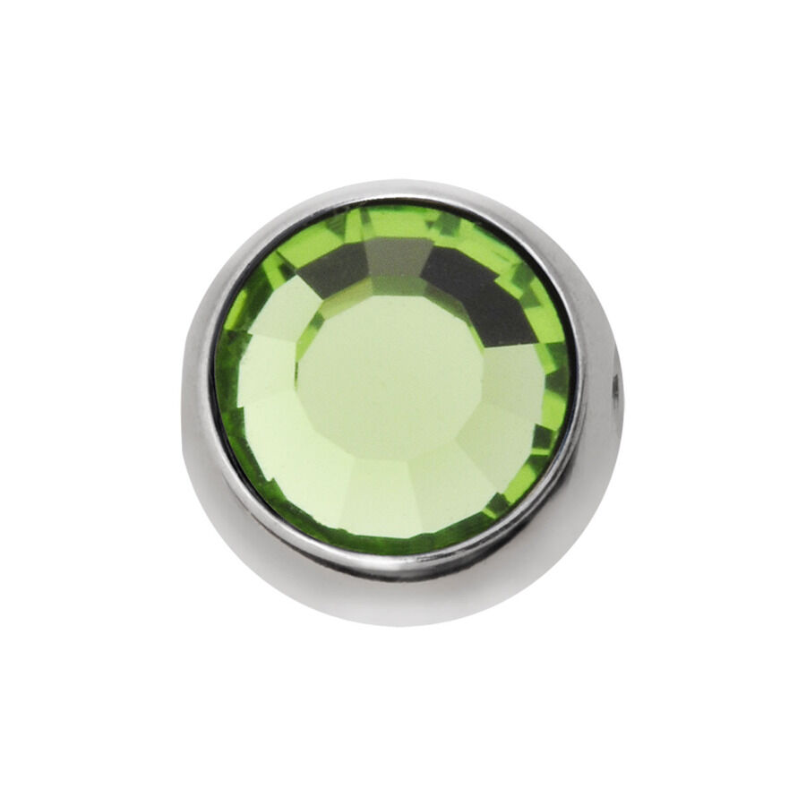Sfera di bloccaggio verde chiaro 5mm in titanio Sfera di bloccaggio in titanio argentato con cristallo verde chiaro, 5mm