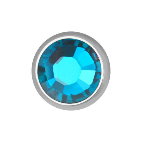 Cristallo blu zirconio per filettatura interna, 3,2 mm, bordo in titanio argento
