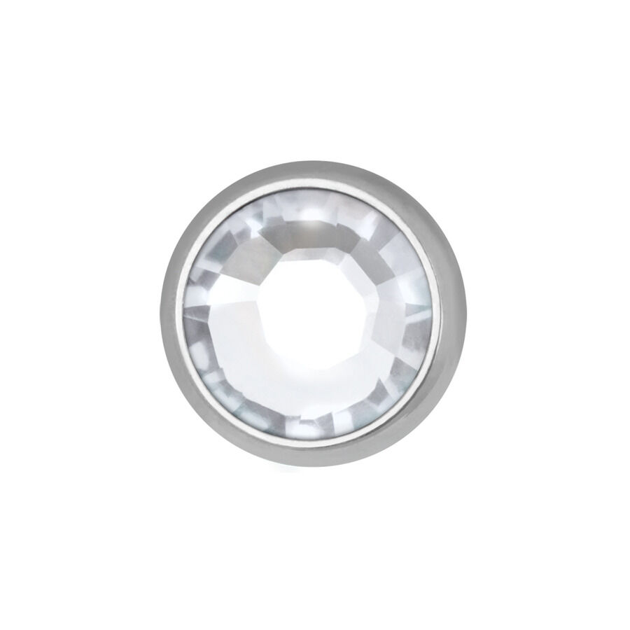 Accessorio in titanio argentato con pietra cristallina, dimensione 3,2 mm