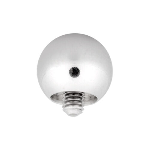 Sfera lucida in titanio argento con filettatura esterna, sfondo neutro