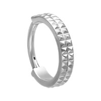 Anello incernierato argento in titanio con diametro di 8,0 mm su sfondo bianco