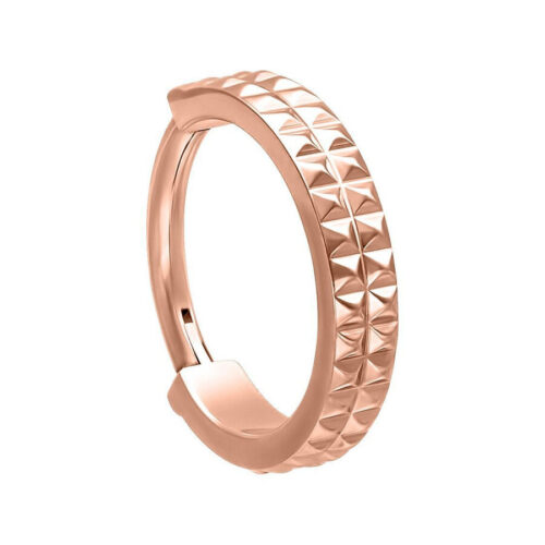 Roségoldener Piercingring mit Nietenstruktur, 12,0 mm Innendurchmesser