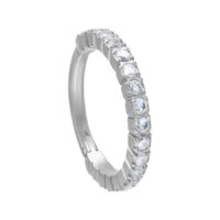 Clicker in argento con cristalli chiari su sfondo bianco