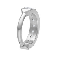 Anello piercing argento con cristallo, spessore 1,2mm, diametro interno 8,0mm