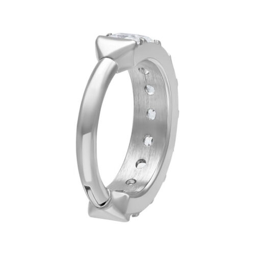 Anello piercing argento con cristallo, spessore 1,2mm, diametro interno 8,0mm