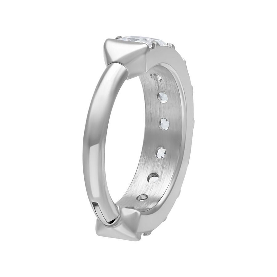 Anello piercing argento con cristallo, spessore 1,2mm, diametro interno 8,0mm