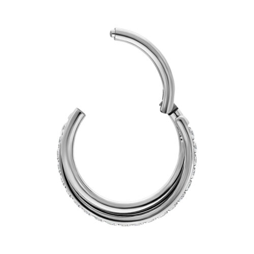 Clicker color argento con cristalli, spessore 1,2 mm, diametro 8 mm